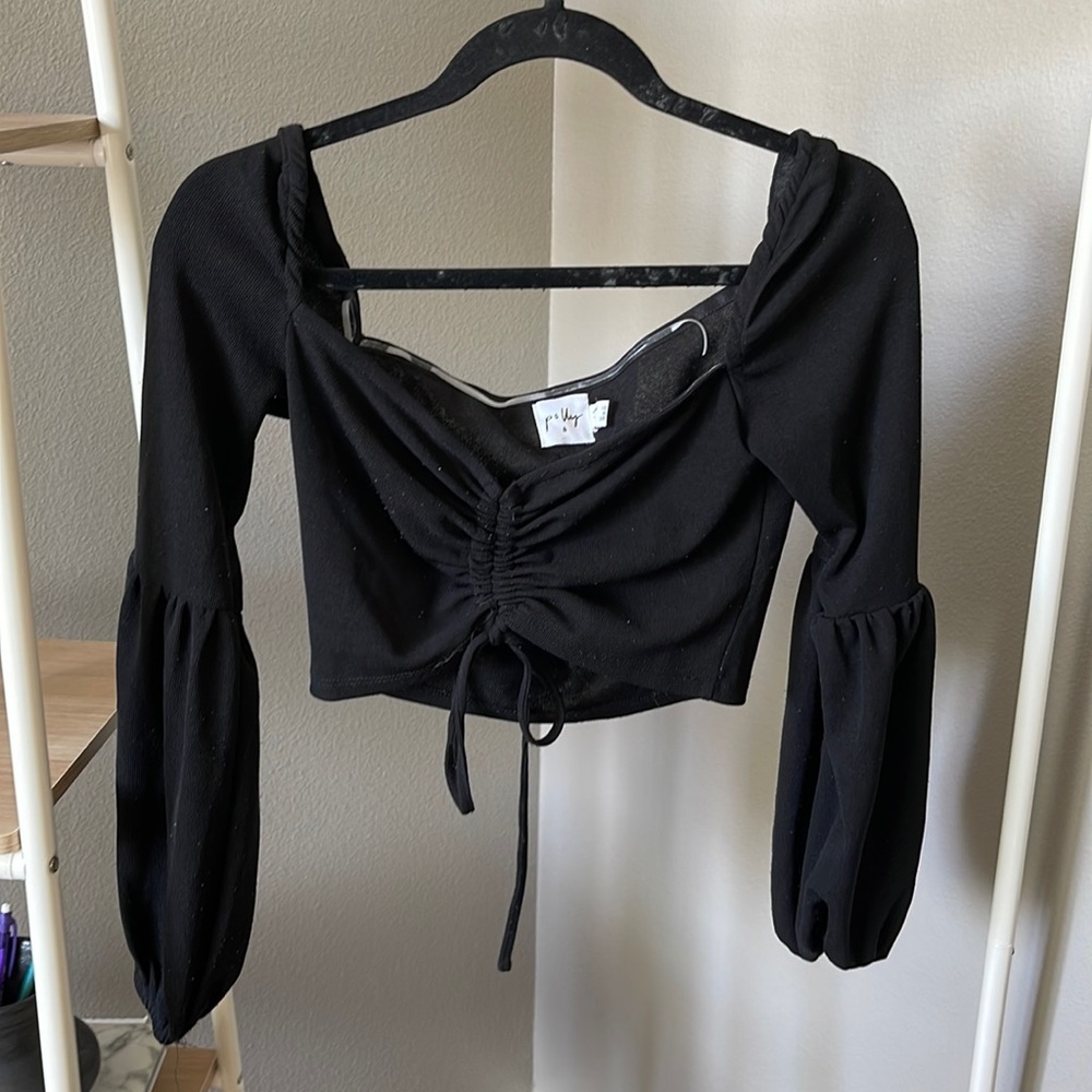 Princess Polly - black long sleeve crop top- size US 6